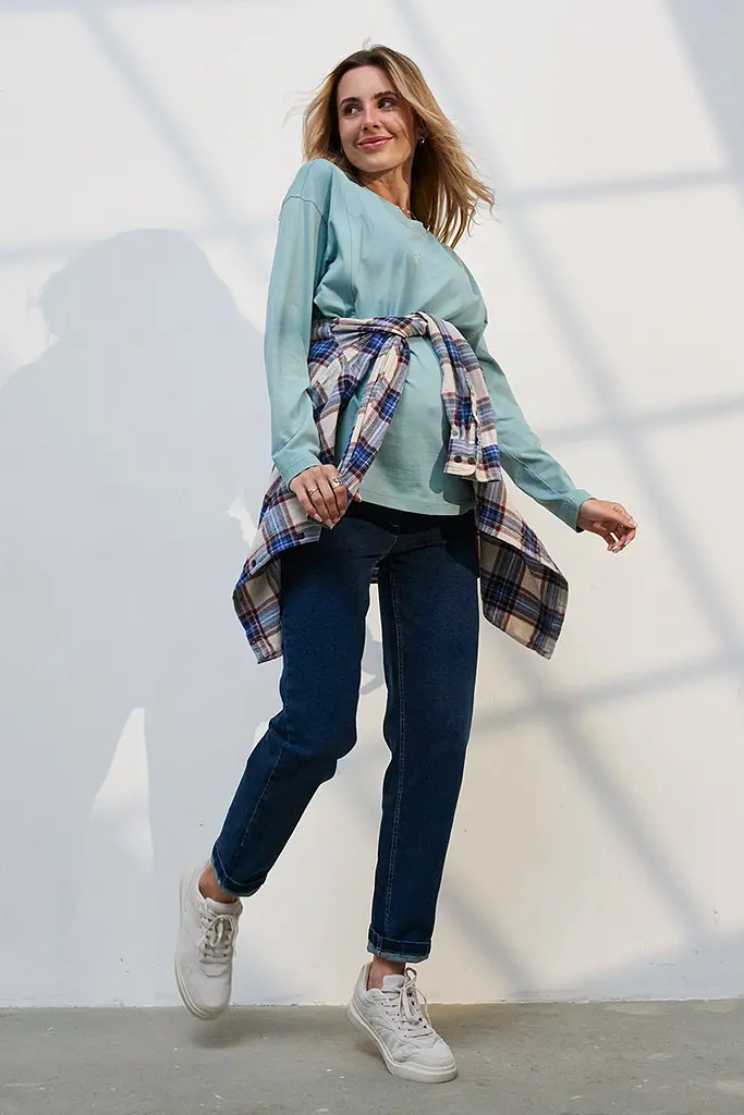 Джинси для вагітних Mom Fit для майбутніх мам з регульованим поясом XL (50) Leyton Юла Мама синій - фото 5