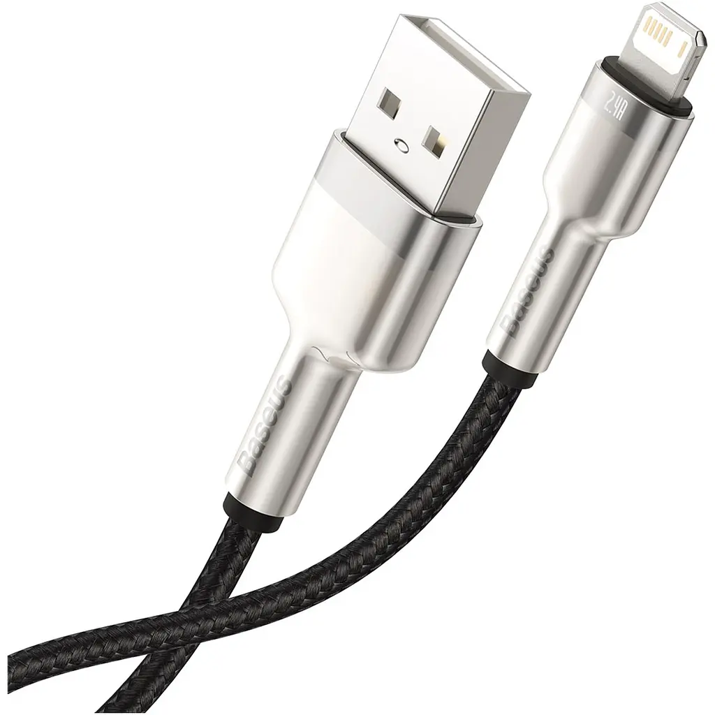 Кабель Baseus Cafule Metal USB to Lightning 2.4A 0.25m Black (CALJK-01) [78967] - фото 2