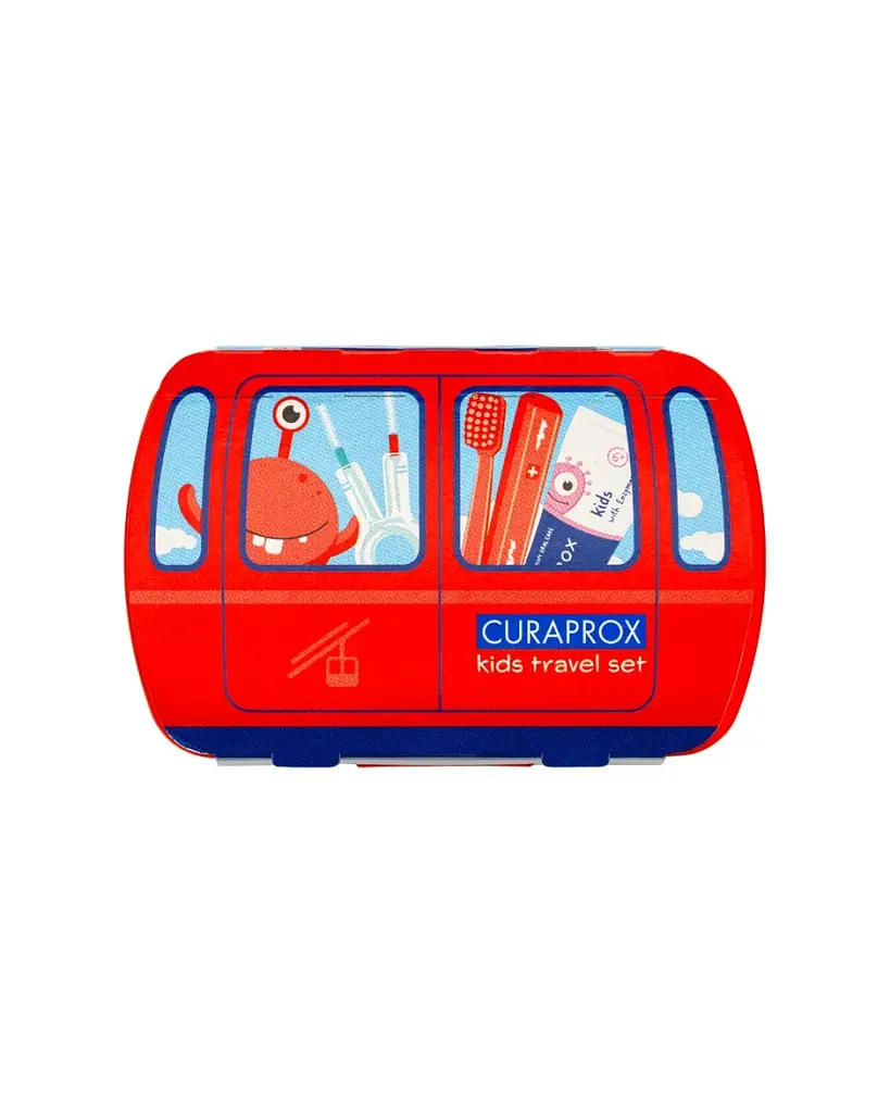 Дорожный набор Curaprox Kids красный: зубная щетка Kids + детская зубная паста 10 мл + ершики 2 шт. - фото 6
