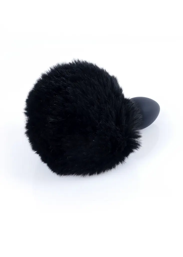 Анальна пробка - Bunny Tail Silicone Black Plug Black - фото 5