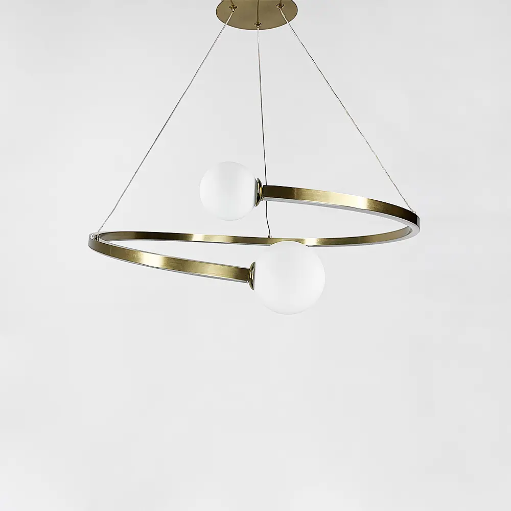 Латунная LED люстра Ring с 2 белыми плафонами Ø 50 см Ст. DE1C-500 AB | Line F - фото 4