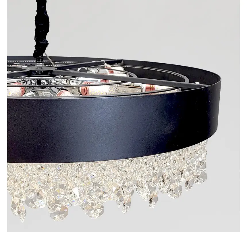 Велика чорна кришталева LED люстра Artlight 8677/800BK діаметром 78,5 см із 15 патронами E14 - фото 4