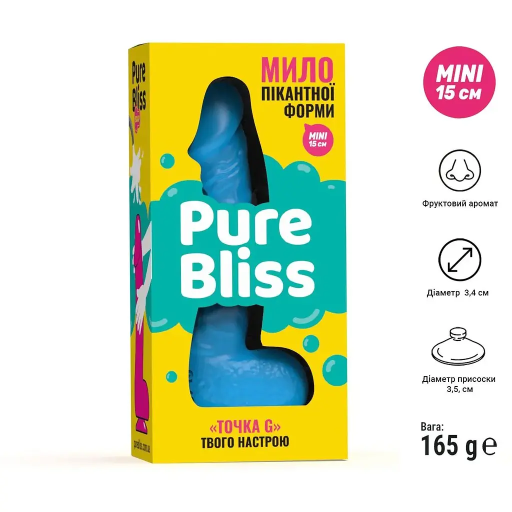 Крафтове мило-член із присоскою Pure Bliss Mini Blue - фото 6