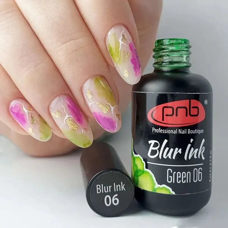 Аква-чорнила для дизайну нігтів PNB Blur ink Green 06, 4 мл - фото 5