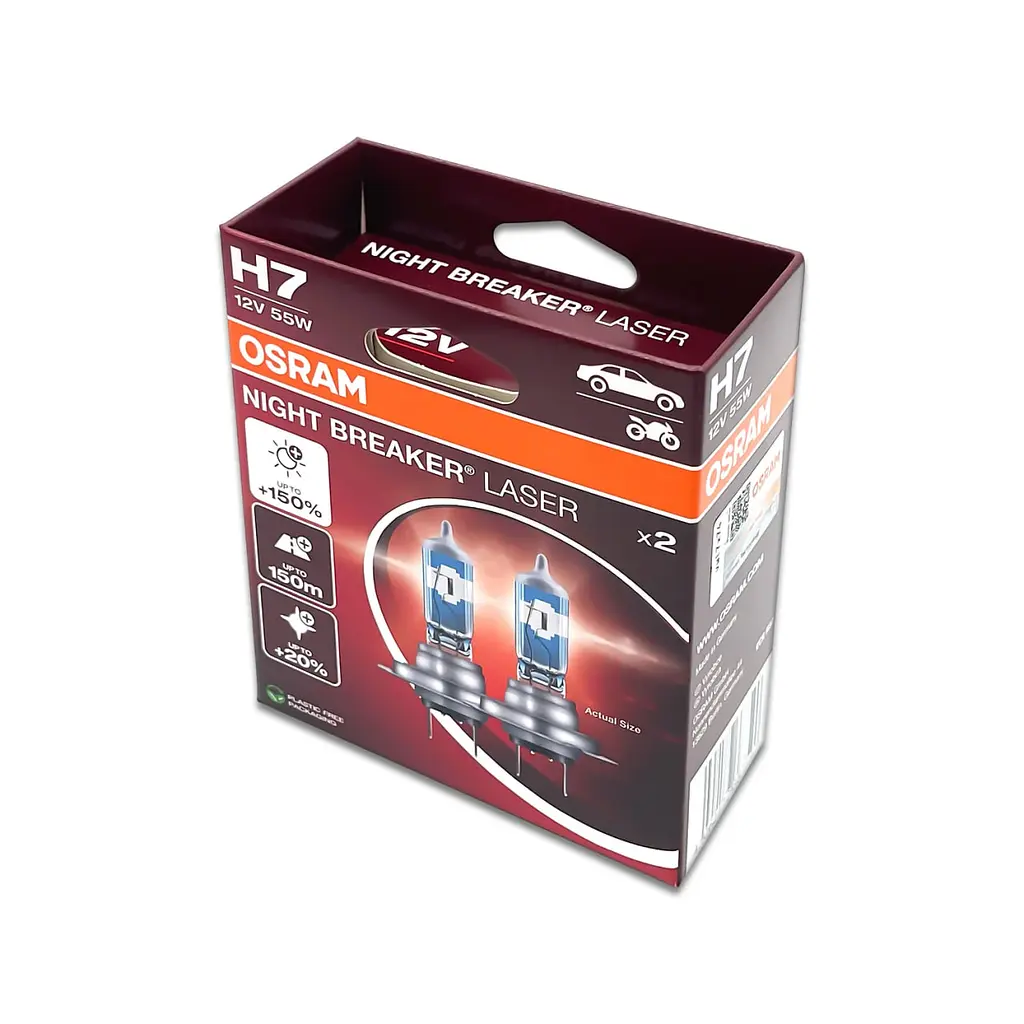 Комплект галогенових ламп OSRAM H7 64210NL-2HB Night Breaker LASER NG +150% 55W 12V PX26d (2 шт) - фото 4