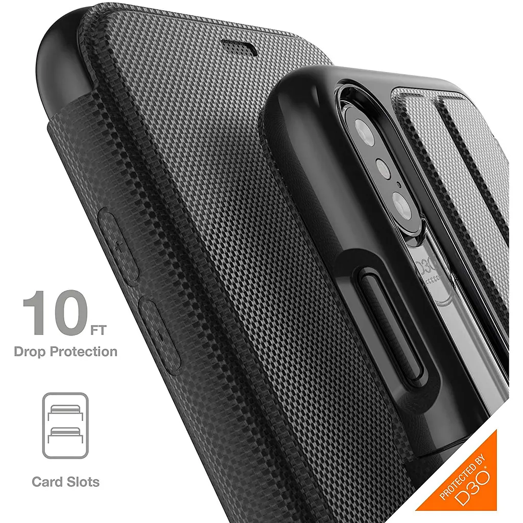 Протиударний чохол-книжка GEAR4 Oxford Folio для iPhone X/XS Black IC8OXDBLK - фото 7
