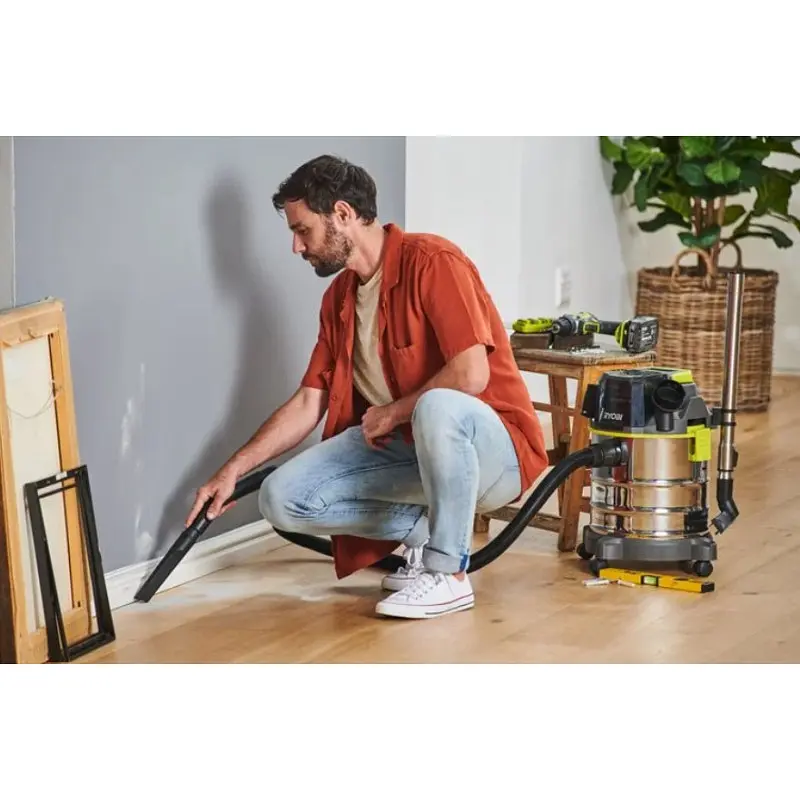Пилосос акумуляторний будівельний RYOBI R18WDV-0 ONE+ (+ Всмоктуючий шланг, ручка, телескопічна штанга, насадка для підлоги, щіл - фото 4