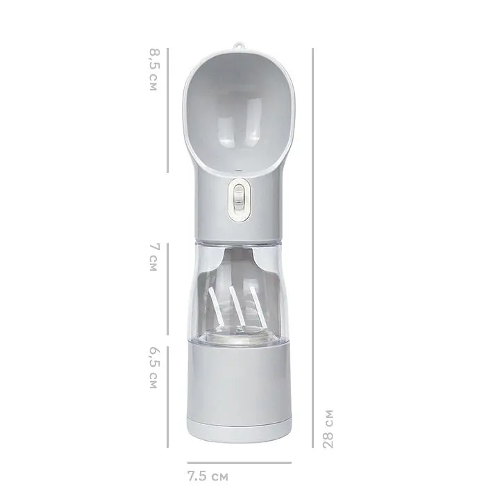 Пляшка-поїлка для тварин Semi Pets Feeder 255 мл + 200 мл 2 відділення, White з пакетами та лопаткою - фото 6