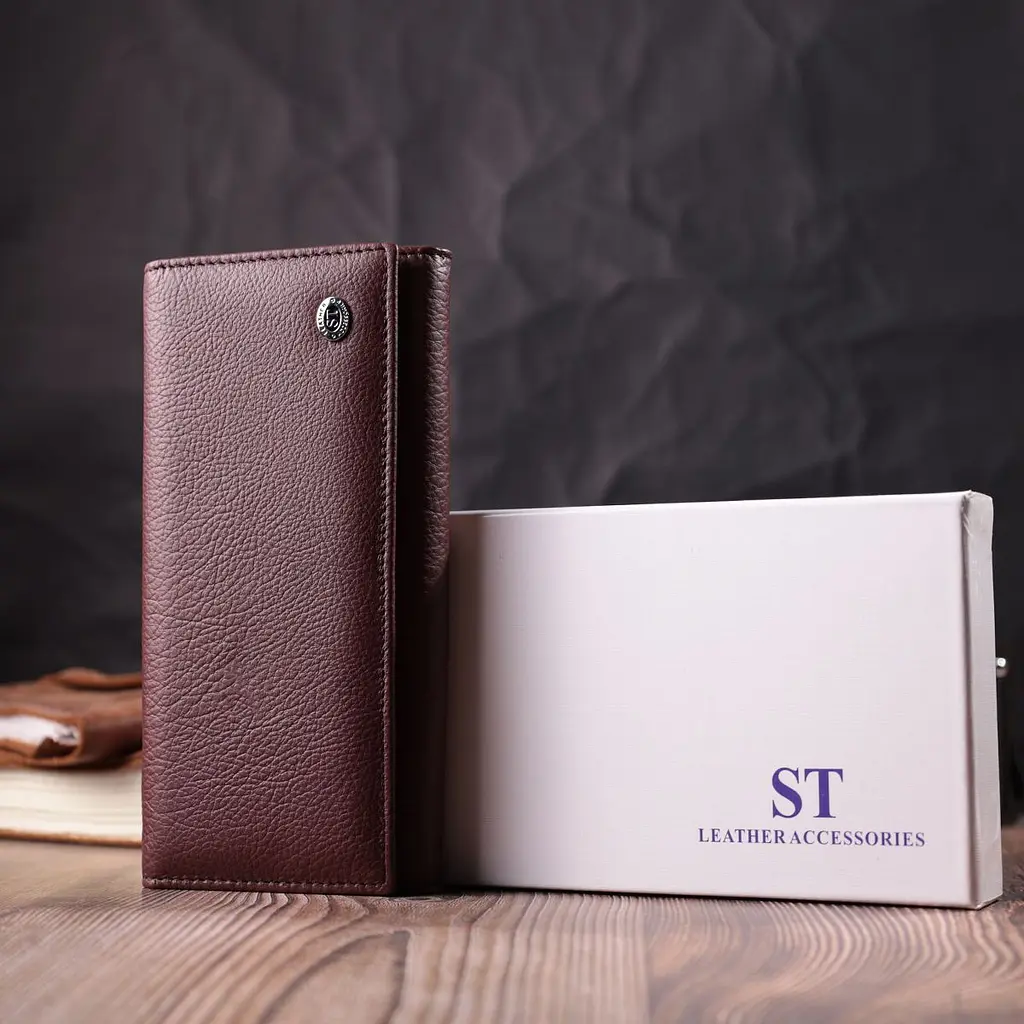 Жіночий гаманець горизонтального формату з натуральної шкіри ST Leather 22515 бордовий - фото 10