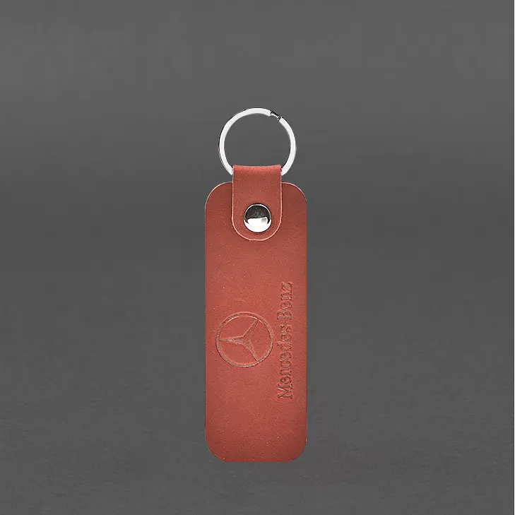 Шкіряний брелок для Авто Mercedes кораловий Crazy Horse - фото 4