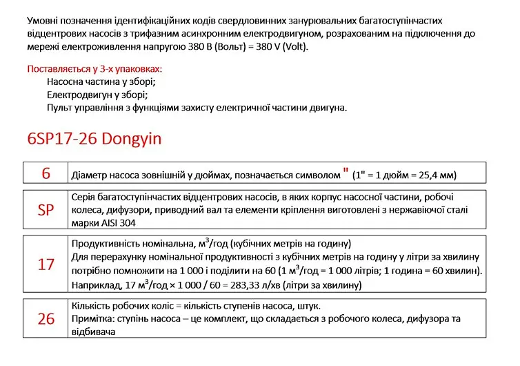 Насос центробежный скважинный DONGYIN 6SP17-13 380В 7.5кВт H 143(104)м Q 400(300)л/мин Ø145мм+пульт (из 3х частей) (7777043) - фото 4