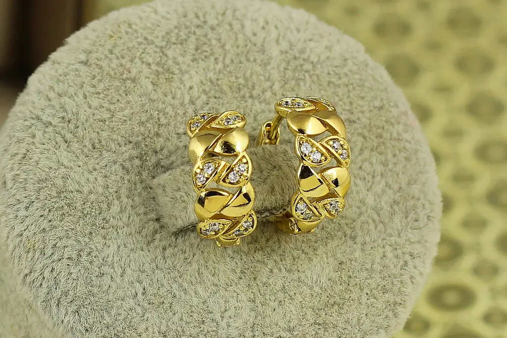 Сережки Xuping Jewelry Переплет 1.6 см лимонні