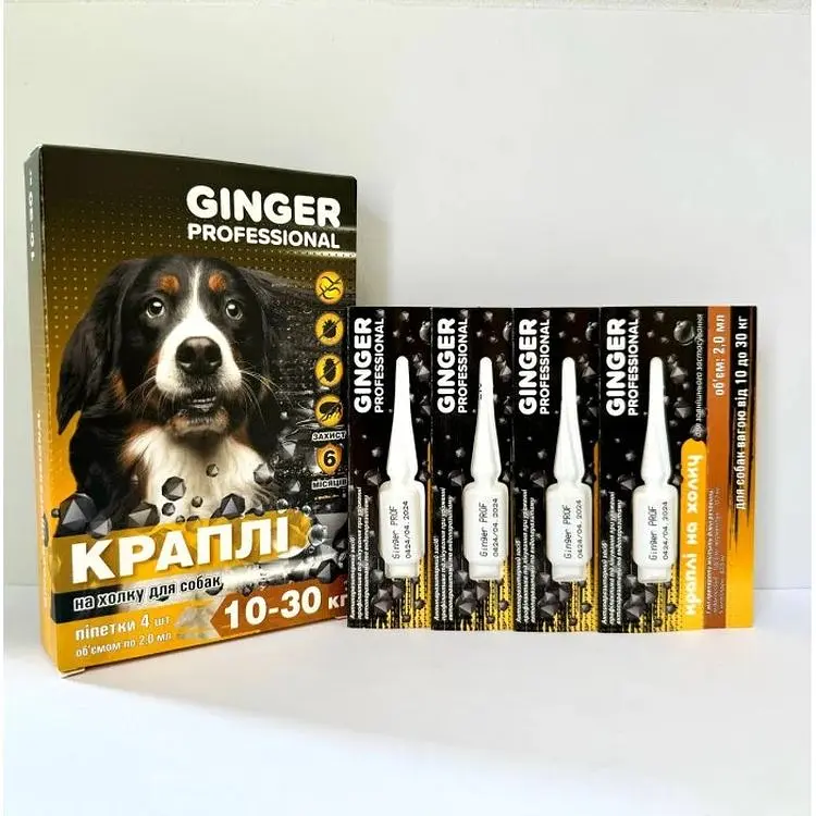 Краплі на холку Ginger Professional для собак 10-30 кг 2 мл №4 імідаклоприд, івермектин, метопрен (35082) - фото 2