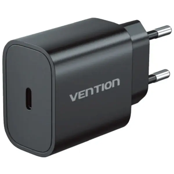 Зарядний пристрій 1xUSB-C 20W + USB-C для Lightning cable М-М Чорний Vention - фото 2
