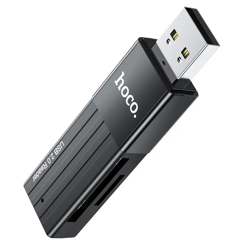 Кардрідер Hoco HB20 Mindful 2-in-1card reader ( USB 2.0 ) Black - фото 3