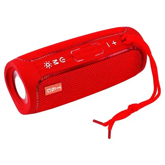 Портативна акумуляторна колонка 10W Bluetooth BT/USB/TF/FM з ремінцем та світломузикою 16см TG 288 червона - фото 4