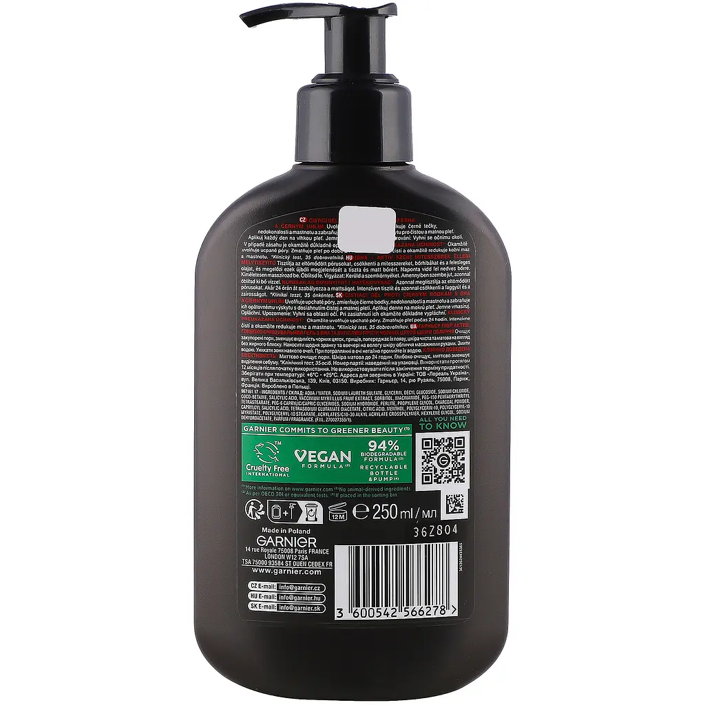 Очищувальний гель для обличчя Garnier Skin Naturals Pure Active проти прищів та чорних цяток 200 мл - фото 2