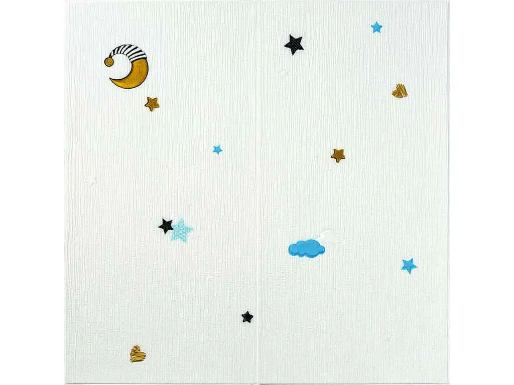 Панель стінова 3D STICKER WALL 700 * 700 * 4мм Зірки та місяць на білому фоні SW-00001970