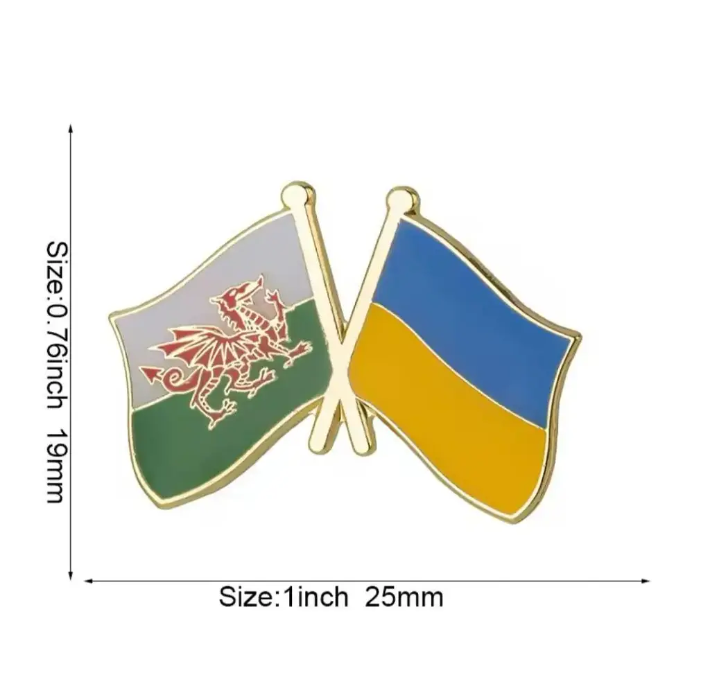 Подвійний значок-пін «Україна – Уельс» 25 × 19 мм (00318) - фото 4