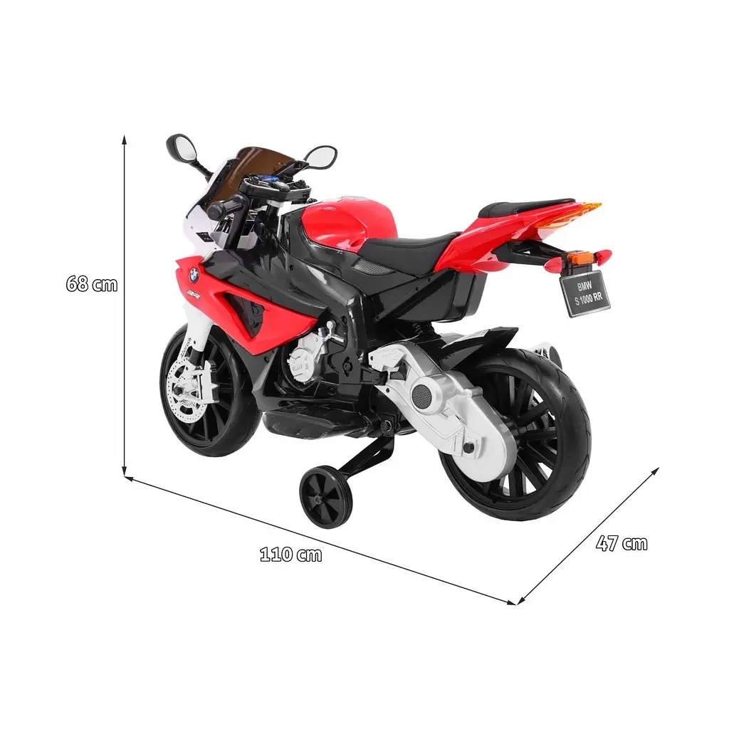 Електромотоцикл із допоміжними колесами Ramiz S1000 RR 12 В, червоний (PA.JT528.CR) - фото 2