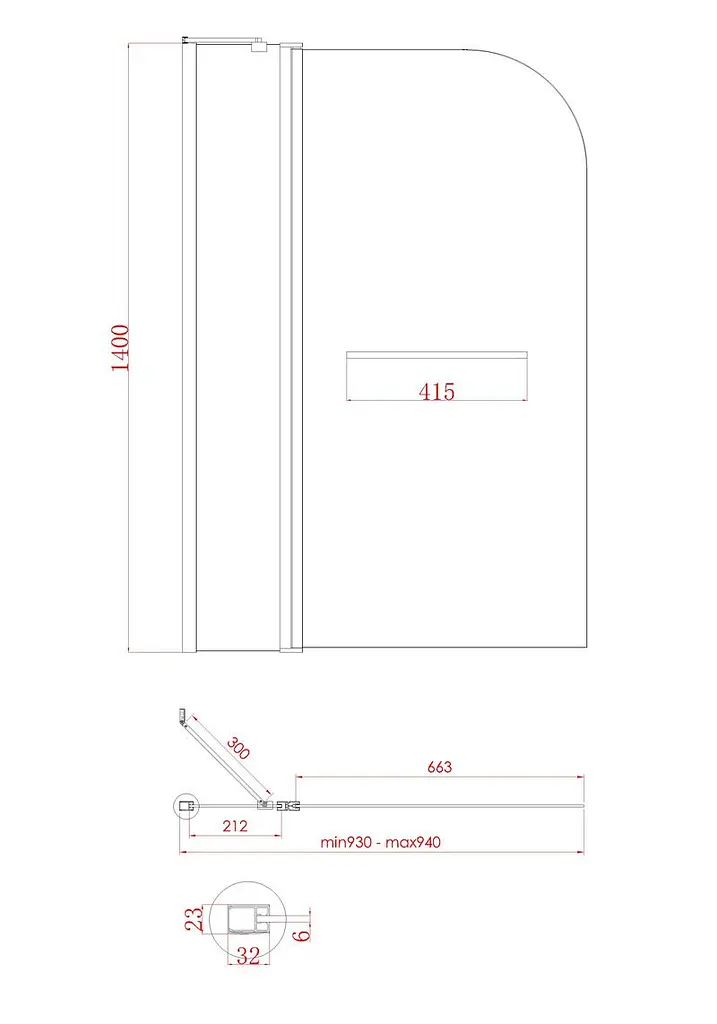 Шторки стеклянные на ванну Koer SR BS04-95x140-TR-07 прозрачное стекло 6 мм, graphite KR5404, Универсальная, прозрачный, графит - фото 10