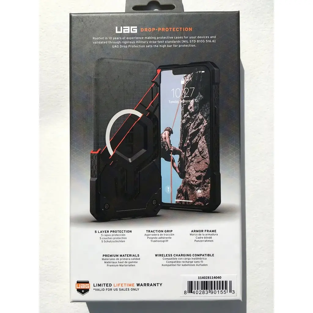 Оригінальний протиударний чохол UAG Monarch MagSafe для iPhone 13 / 14 (6.1") Black Leather (114028114040) - фото 8