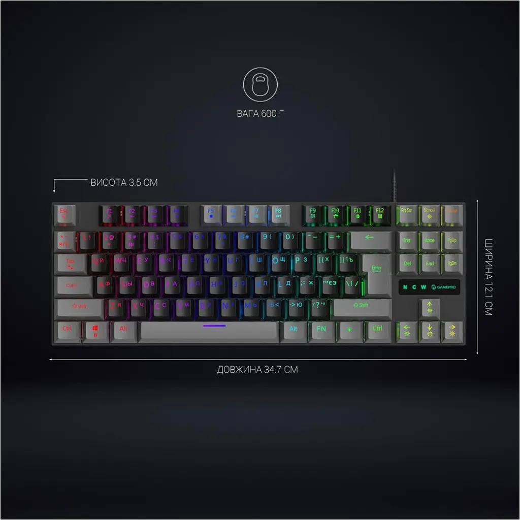 Клавиатура GamePro MK100R Red Switch LED USB Black/Grey [MK100R] [111030] - фото 10
