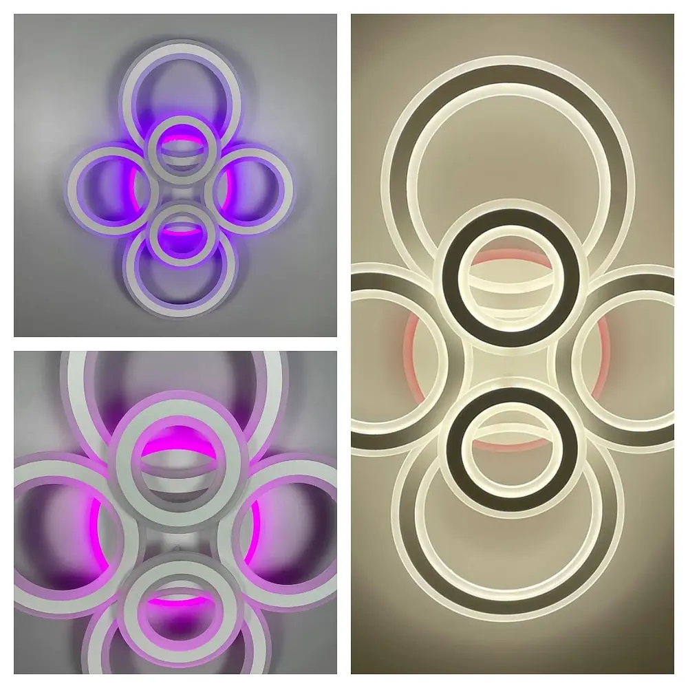 Потолочные люстры на 6 колец в белом корпусе 63×80 см | Ст. A 2763/2+2+2 RGB WT | Line F - фото 6