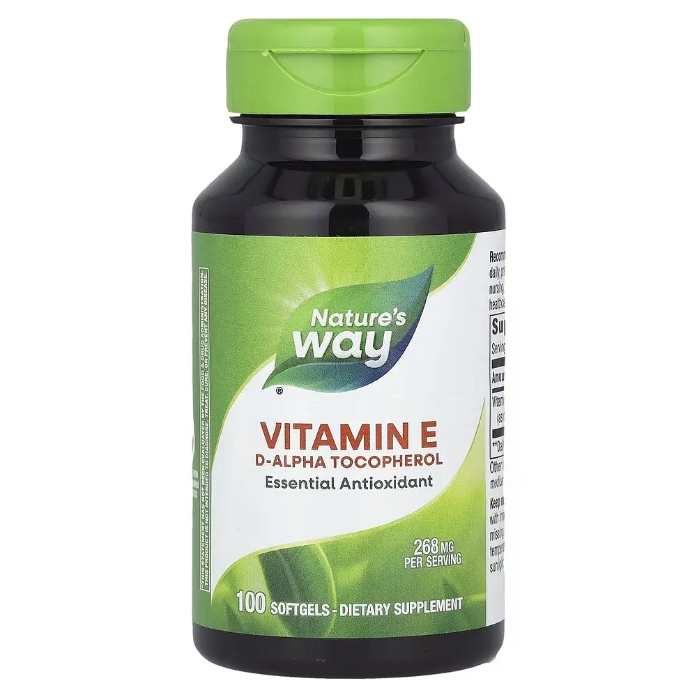 Вітамін Е Nature's Way Vitamin E, 100 капсул для підтримки шкіри, серця та судин