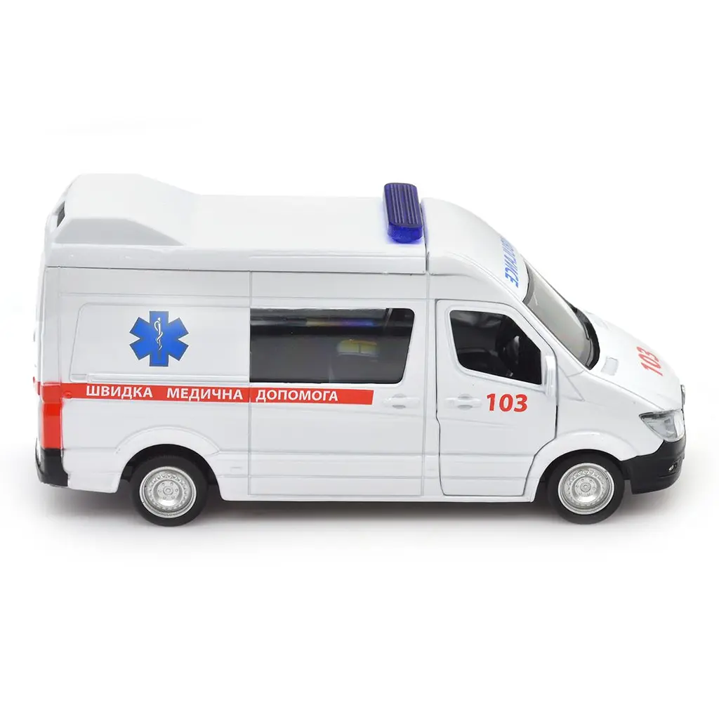 Автомодель TechnoDrive Mercedes Benz Sprinter Швидка Допомога, 1:32, біла (250344U) - фото 5