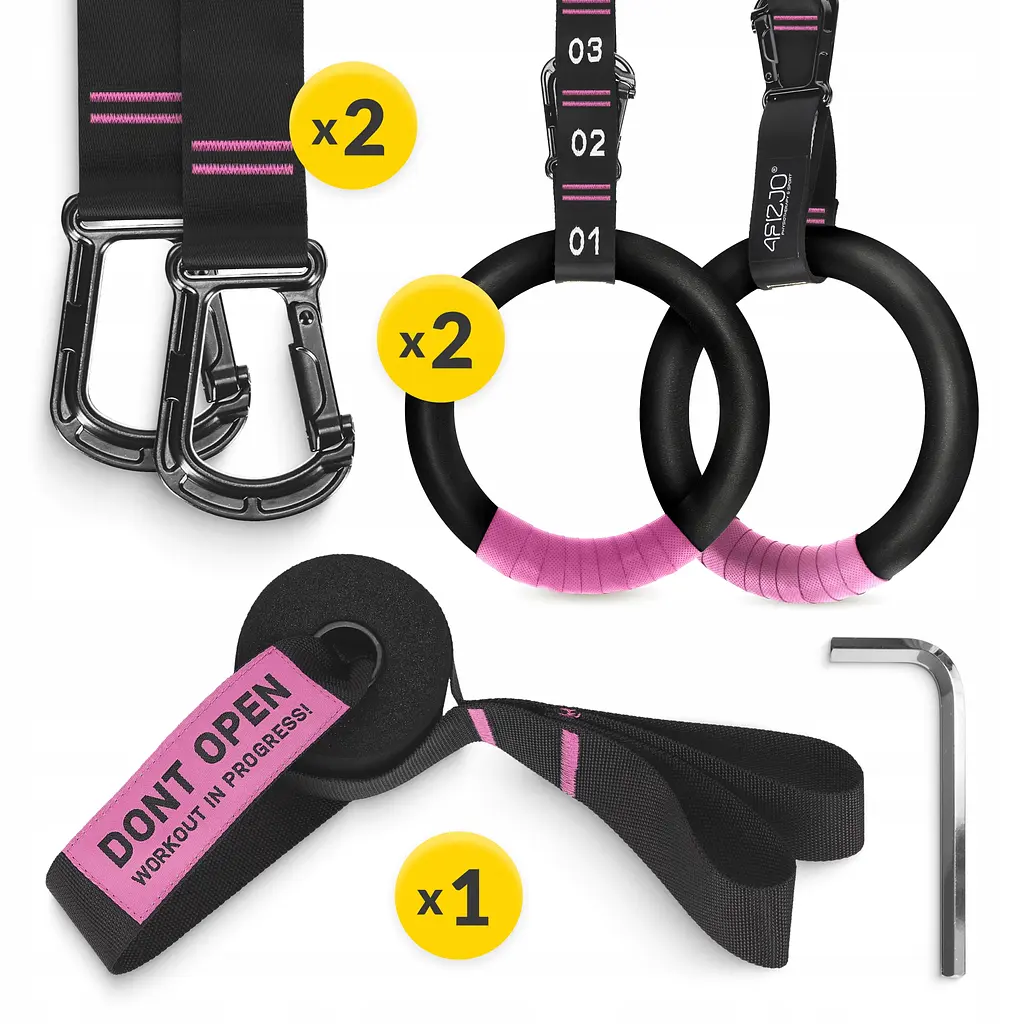 Гімнастичні кільця 4FIZJO з ABS пластику, регульовані Black/Pink (P-5905973406116) - фото 6