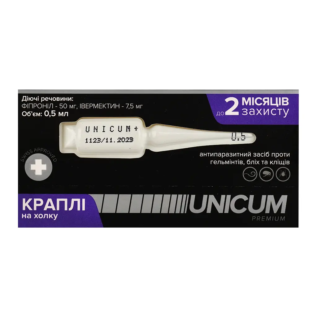 Краплі Unicum Complex Рremium від гельмінтів, бліх та кліщів для собак 0-4 кг 4 шт. (UN-031) - фото 4