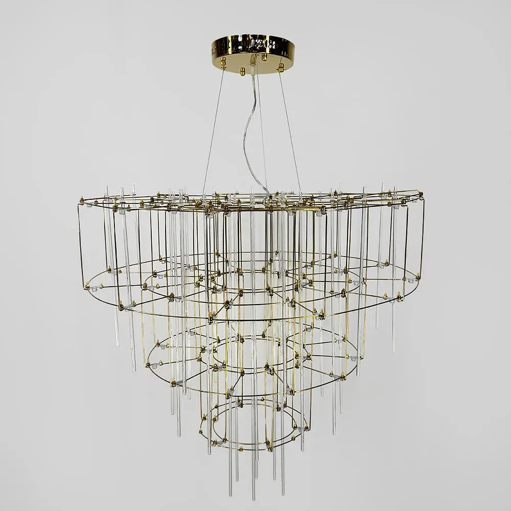 Невесомая золотая трехъярусная люстра Ø 80 см Ст. MJ205-800 Titanium | Line F - фото 5