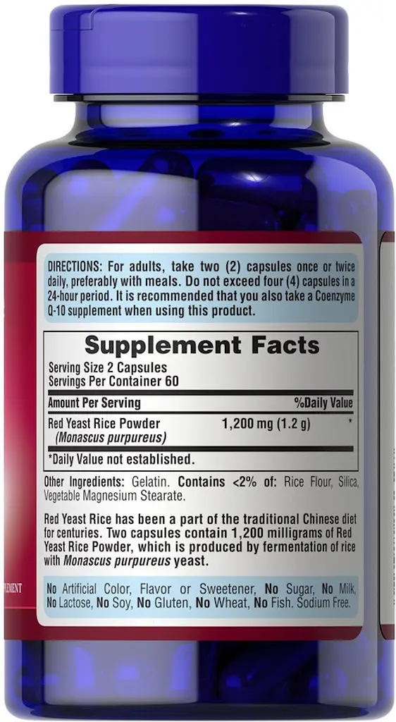 Натуральна добавка Puritan's Pride Red Yeast Rice 600 mg, 120 капсул - фото 2