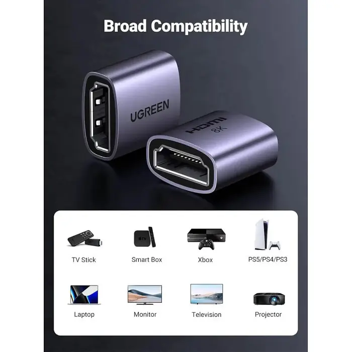 Адаптер Ugreen HD159 HDMI 8K Female to Female Adapter 1 шт. (UGR-90592) - фото 2