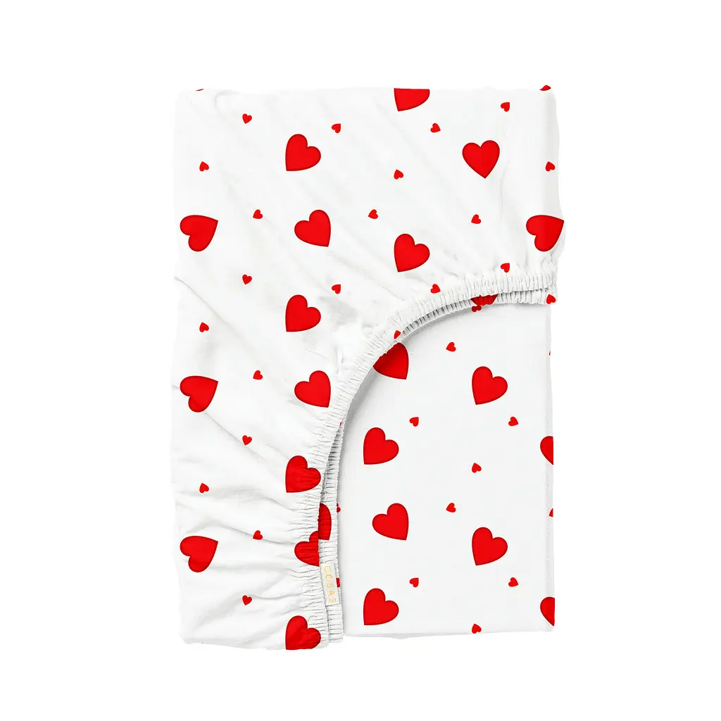 Простирадло на резинці 90x190x25 RUBY HEARTS COSAS (2200000033925)