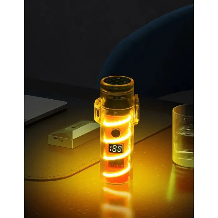 Електроімпульсна чорна запальничка з ліхтариком і компасом дугова usb запальничка - фото 3