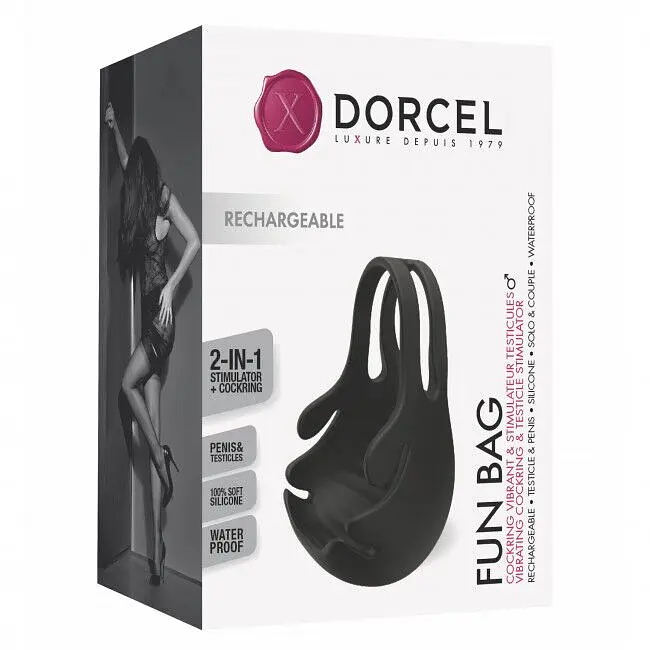 Ерекційне кільце з вібрацією і стимуляцією мошонки Dorcel FUN BAG, перезаряджуване - фото 8
