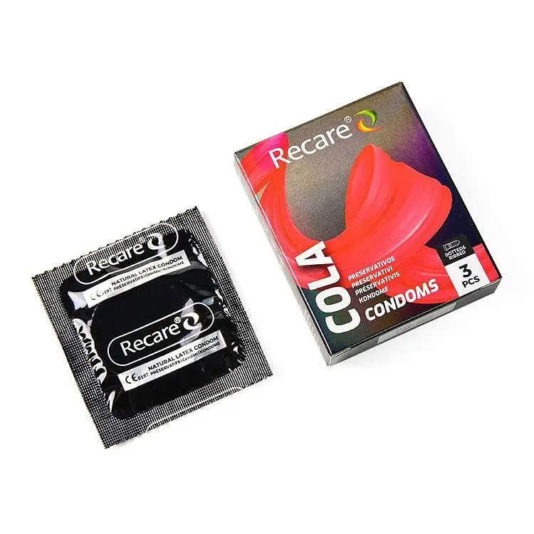 Презервативи Holographic Recare Cola Dotted&Ribbed Condoms 3 шт, з пухирцями і ребрами, аромат: Кола - фото 2