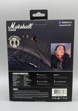 Бездротові навушники Marshall MJ-6977 Bluetooth 5.3 з мікрофоном LED дисплей чорні - фото 4
