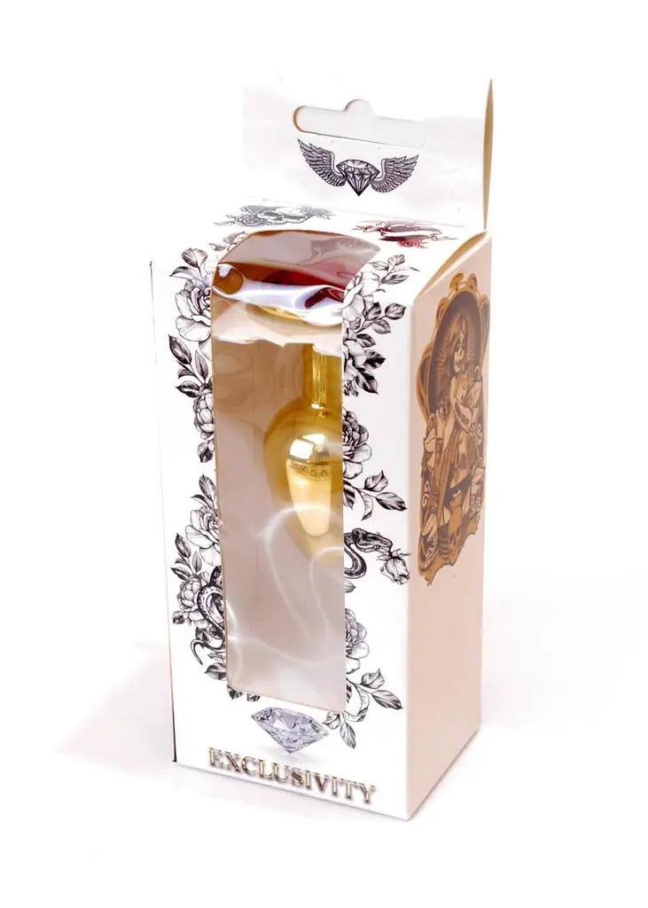 Металлическая анальная пробка с кристаллом Boss Jewellery 7 см (красный) - фото 8