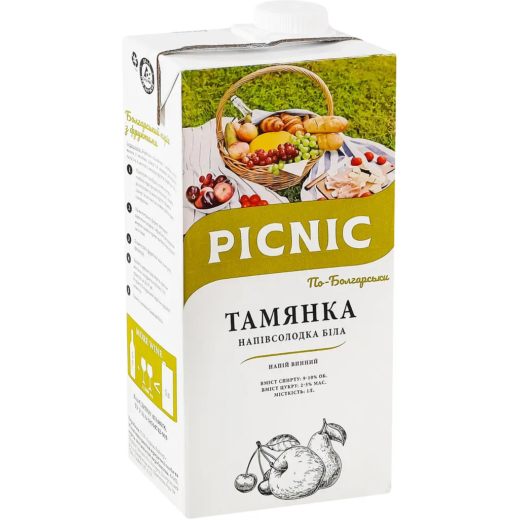 Винный напиток Picnic Тамянка по Болгарски белое полусладкое 1 л - фото 2