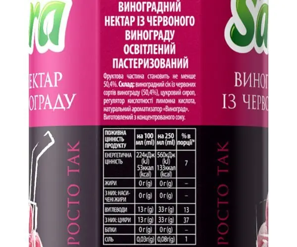 Sandorа Коктейльна колекція, 0,95 л, Нектар з червоного Винограду Сандора - фото 3
