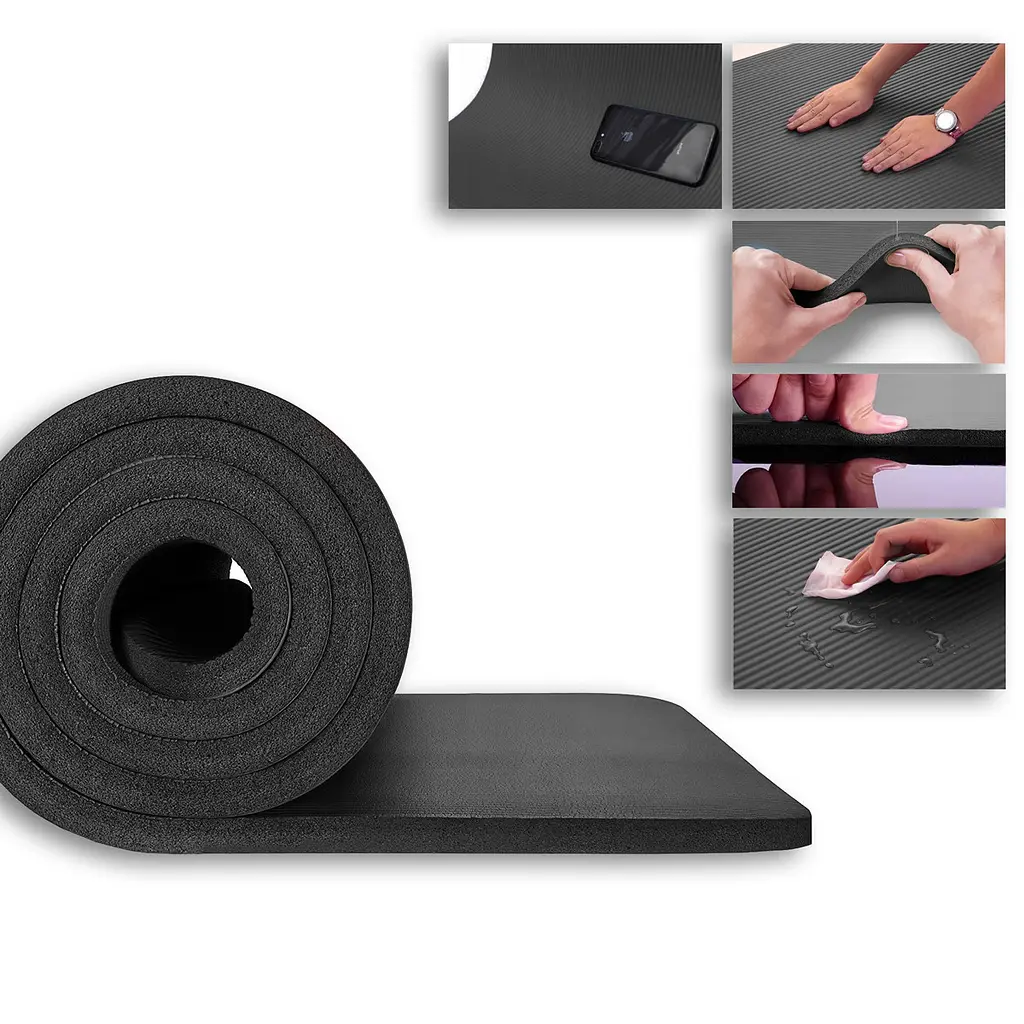 Килимок гімнастичний NBR FitMat 190×62×1,5 см, чорний, для фітнесу й йоги - фото 5