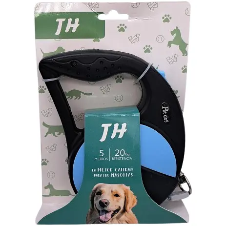 Повідець-рулетка TH Pet Dog для собак вагою до 20 кг чорно-синій 5 м