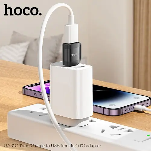 Перехідник HOCO UA31C Type-C male to USB female OTG adapter чорний - фото 5