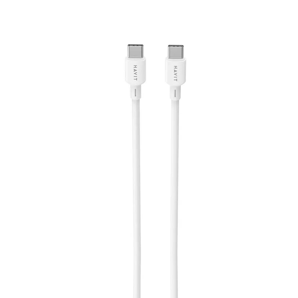 Кабель USB-C - USB-C Havit CBX310 PD60W 3A 2 м білий (HV-CBX310-WH) - фото 3