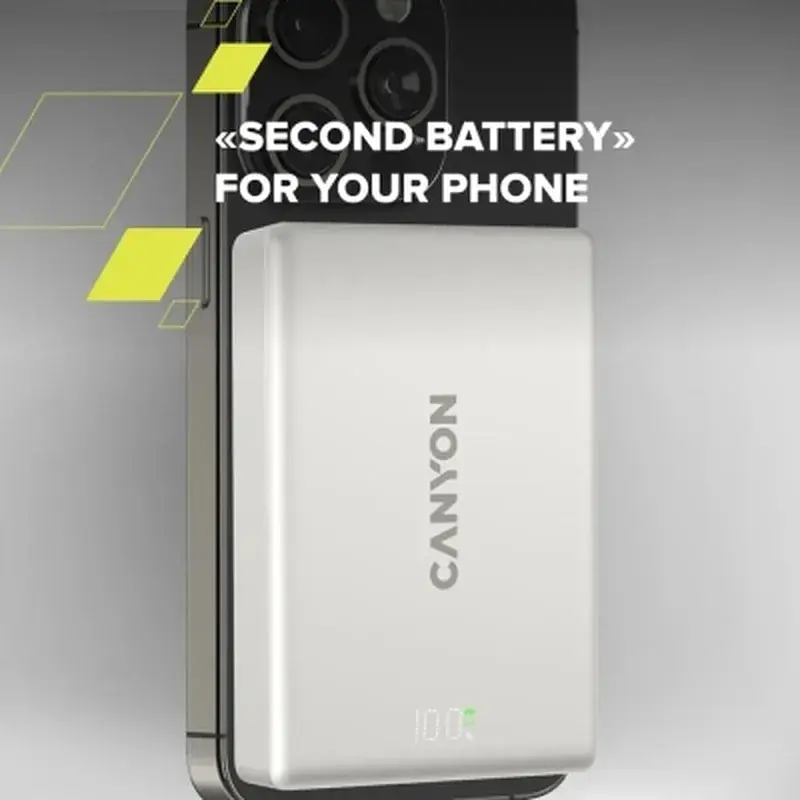Батарея універсальна Canyon 10000mAh OnPower 511 PD20W Magnetic wireless MagSafe Grey (CNS-CPB511G) - фото 6