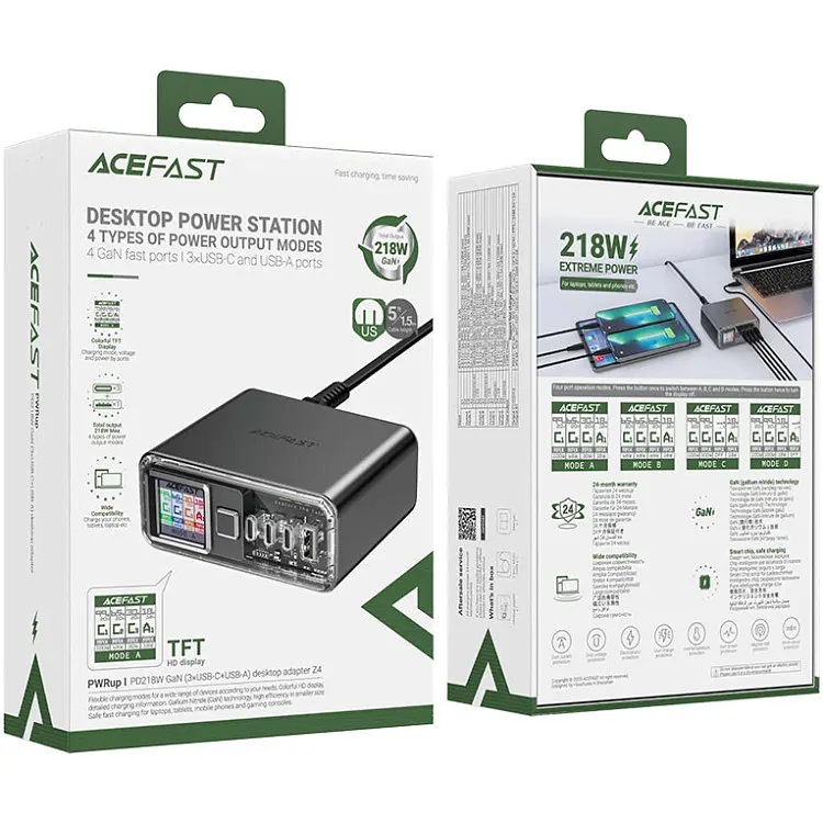 Зарядний пристрій 4xUSB 218W (3xUSB-C+USB-A) Gan Z4 Fast Charger Acefast - фото 9