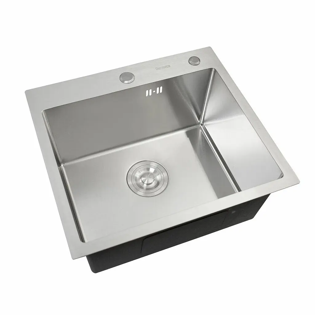 Кухонна мийка Platinum Handmade з нержавіючої сталі 3 мм квадратна 50x50x22 см (000032259) - фото 5